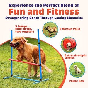 15 Piece Dog Agility Course Backyard Set Dog Agility Training Equipment Set Includes Dog Agility Tunnel 3 Dog Agility Jumps 8 Dog Agility Weave Poles More Best Dog Obstacle Course Backyard Set 0 1