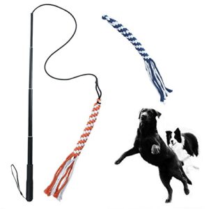 Asocea Dog Extendable Teaser Wand Pet Flirt Stick Pole Puppy Chasing Tail Interactive Toy For Small Medium Large Dogs Training Playing Exercise 0