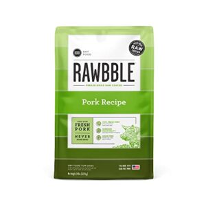 Bixbi Rawbble Dry Dog Food Pork 24 Lbs Usa Made With Fresh Meat No Meat Meal No Corn Soy Or Wheat Freeze Dried Raw Coated Dog Food Minimally Processed For Superior Digestibility 0