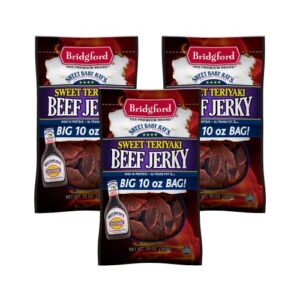 Bridgford Sweet Baby Rays High Protein Beef Jerky Low Carb Snack Low Calorie Keto Friendly Sweet Teriyaki Flavor 10 Oz Pack Of 3 0