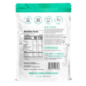 Brooklyn Biltong Air Dried Grass Fed Beef Snack South African Beef Jerky Whole30 Approved Paleo Keto Gluten Free Sugar Free Made In Usa 8 Oz Bag Naked 0 2