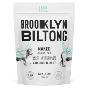 Brooklyn Biltong Air Dried Grass Fed Beef Snack South African Beef Jerky Whole30 Approved Paleo Keto Gluten Free Sugar Free Made In Usa 8 Oz Bag Naked 0