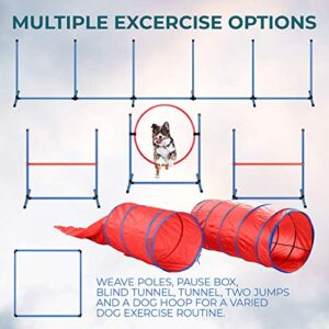 Complete Deluxe Dog Agility Training Equipment Set 2 Dog Jumps Hurdle Blind 2 Standard Tunnels And 6 Weave Poles Premium Dog Agility Exercise Set With Easy Fun Carry Case 0 2