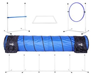 Complete Starter Agility Set For Dogs 5 Piece Dog Agility Kit Agility Jump Tire Jump Weave Poles 10 Tunnel With Sandbags Pause Box 0