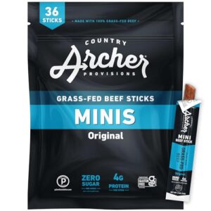 Country Archer Mini Jerky Beef Sticks 36ct Bulk Pack Keto Paleo Sugar Free Low Carb Nitrate Free Gluten Free High Protein Non Gmo 0
