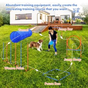 Dog Agility Course Backyard Set Dog Agility Training Equipment Indooroutdoor Dog Obstacle Course Kit Dog Tunnel Adjustable Hurdles Jump Ring Weave Poles Pause Box Dog Toys And Storage Bag 0 0