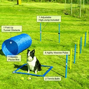 Dog Agility Training Equipment Dog Obstacle Course Includes Dog Jump Hurdle Dog Tunnel Pause Box Weave Poles With 2 Carry Bags Pet Jumping Starter Kit For Jumping Practice 0 0