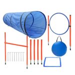 Dog Agility Training Equipment Obstacle Agility Training Starter Kit For Doggie Including Tunnel 13 Weave Poles Adjustable Hurdle Jump Ring Pause Box And Carrying Bagblue 0 0