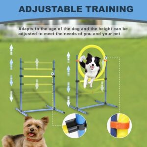 Dog Agility Training Equipment Set Outdoorindoor Deluxe Obstacle Course Starter Kit Wtunnel Adjustable Hurdle Jumping Ring 6 Weave Poles Pause Box Carry Bag 0 2