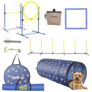 Dog Agility Training Equipment Set Outdoorindoor Deluxe Obstacle Course Starter Kit Wtunnel Adjustable Hurdle Jumping Ring 6 Weave Poles Pause Box Carry Bag 0