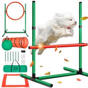 Dog Training Kit Dog Obstacle Course Outdoor Games Sports Gifts Tunnel Hurdle Jump Ring Weave Poles Set 0
