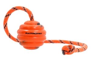 Durable Natural Rubber Ball On A Rope Perfect Dog Training Exercise And Reward Tool Medium Size Dog Toy For Fetch Catch Throw And Tug War Plays Happy Playtime Guaranteed 0