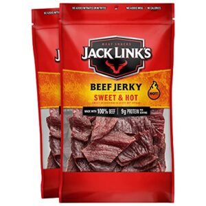 Jack Links Beef Jerky Sweet Hot Spicy Everyday Snack 9g Of Protein And 80 Calories Made With 100 Beef 96 Fat Free No Added Msg 9 Oz Pack Of 2 0