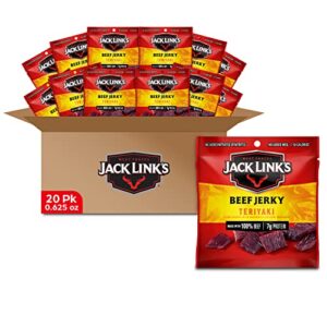 Jack Links Beef Jerky Teriyaki Multipack Bags Flavorful Meat Snack For Lunches Ready To Eat 7g Of Protein Made With Premium Beef No Added Msg 0625 Oz Pack Of 20 0
