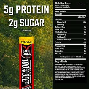 Jack Links Beef Sticks Teriyaki Protein Snack Meat Stick With 5g Of Protein Made With 100 Beef No Added Msg 092 Oz 20 Count 0 4