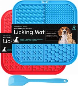 Licking Mat For Dogs Cats 2 Pack Diswasher Safe Slow Feeder Lick Pat For Puppy Pets Supplies Anxiety Relief Dog Toys Feeding Mat For Butter Yogurt Peanut Pets Bathing Training Mat 0