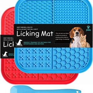 Licking Mat For Dogs Cats 2 Pack Diswasher Safe Slow Feeder Lick Pat For Puppy Pets Supplies Anxiety Relief Dog Toys Feeding Mat For Butter Yogurt Peanut Pets Bathing Training Mat 0