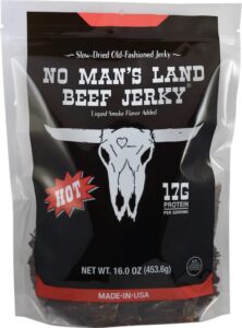 No Mans Land Hot Beef Jerky High Protein Low Calorie Low Carb Beef Snack 16oz Bag 0