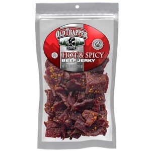 Old Trapper Hot Spicy Beef Jerky Traditional Style Real Wood Smoked Snacks Healthy Snacks Made From 100 Top Round Steaks 10 Ounce 0