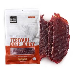 Peoples Choice Beef Jerky Classic Teriyaki Big Slab Whole Muscle Premium Cuts Bulk Jerky Package Thin Sheets Low Sodium Low Salt High Protein Meat Snack 15 Slabs 1 Bag 0