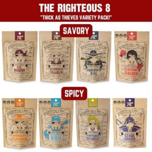 Righteous Felon Beef Jerky Variety Pack High Protein Keto Low Sugar Gluten Free Snacks For Adults Made With Premium Meats 8 Pack Sampler 0 0