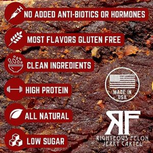 Righteous Felon Beef Jerky Variety Pack High Protein Keto Low Sugar Gluten Free Snacks For Adults Made With Premium Meats 8 Pack Sampler 0 1