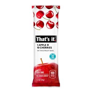 Thats It Apple Cherry 100 Natural Real Fruit Bar Best High Fiber Vegan Gluten Free Healthy Snack Paleo For Children Adults Non Gmo No Sugar Added No Preservatives Energy Food 12 Pack 0 0