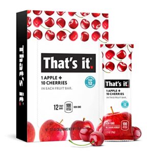 Thats It Apple Cherry 100 Natural Real Fruit Bar Best High Fiber Vegan Gluten Free Healthy Snack Paleo For Children Adults Non Gmo No Sugar Added No Preservatives Energy Food 12 Pack 0