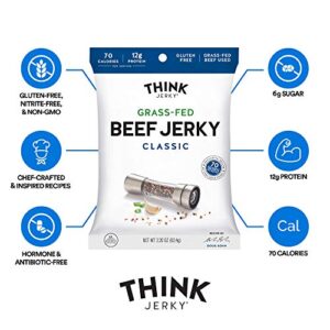 Think Jerky Classic Beef Jerky 22 Ounce Bags Pack Of 8 Bags Delicious Chef Crafted Jerky Grass Fed Beef Jerky Gluten Free No Antibiotics Or Nitrates Healthy Protein Snack Low Calorie And Low Fat 0 0