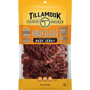 Tillamook Country Smoker Real Hardwood Smoked Beef Jerky Honey Glazed 10 Ounce 0