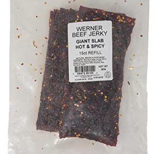 Werner Hot Spicy Beef Jerky Slab 15 Count Giant Sheets Of Beef Jerky Made In The Usa 0