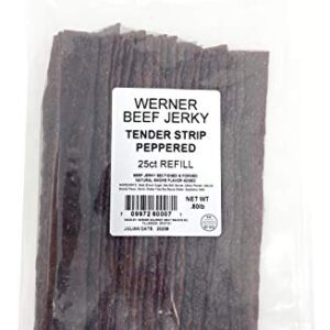 Werner Tender Strips Peppered Beef Jerky Pack Of 25 Jerky Strips Made In The Usa 0