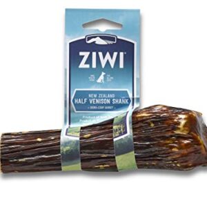 Ziwi Venison Deer Shank Dog Bone Chew All Natural Air Dried 2 In 1 Bone Treat Wrapped In Beef Esophagus Half Shank 0